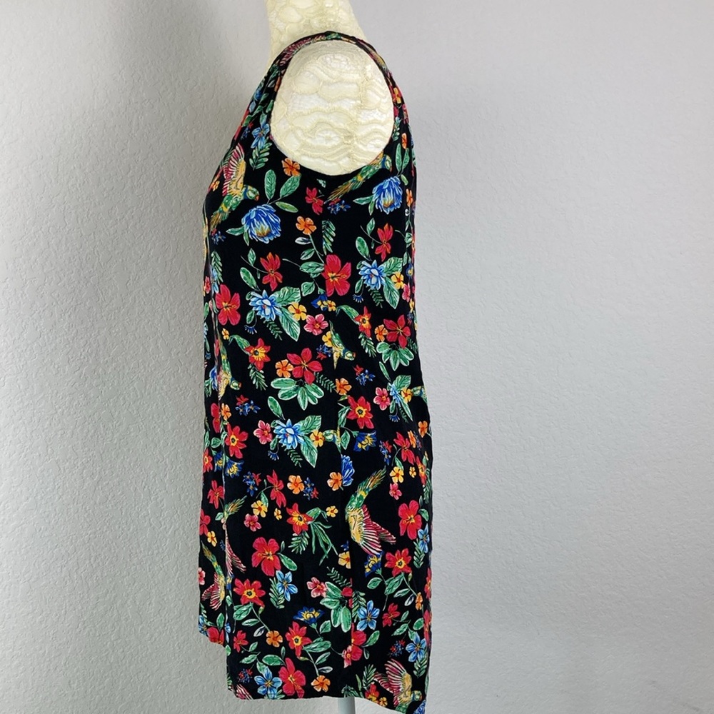Old Navy Sleeveless Cutout Back Shift Dress Black Floral XS Rayon Viscose - Picture 7 of 11